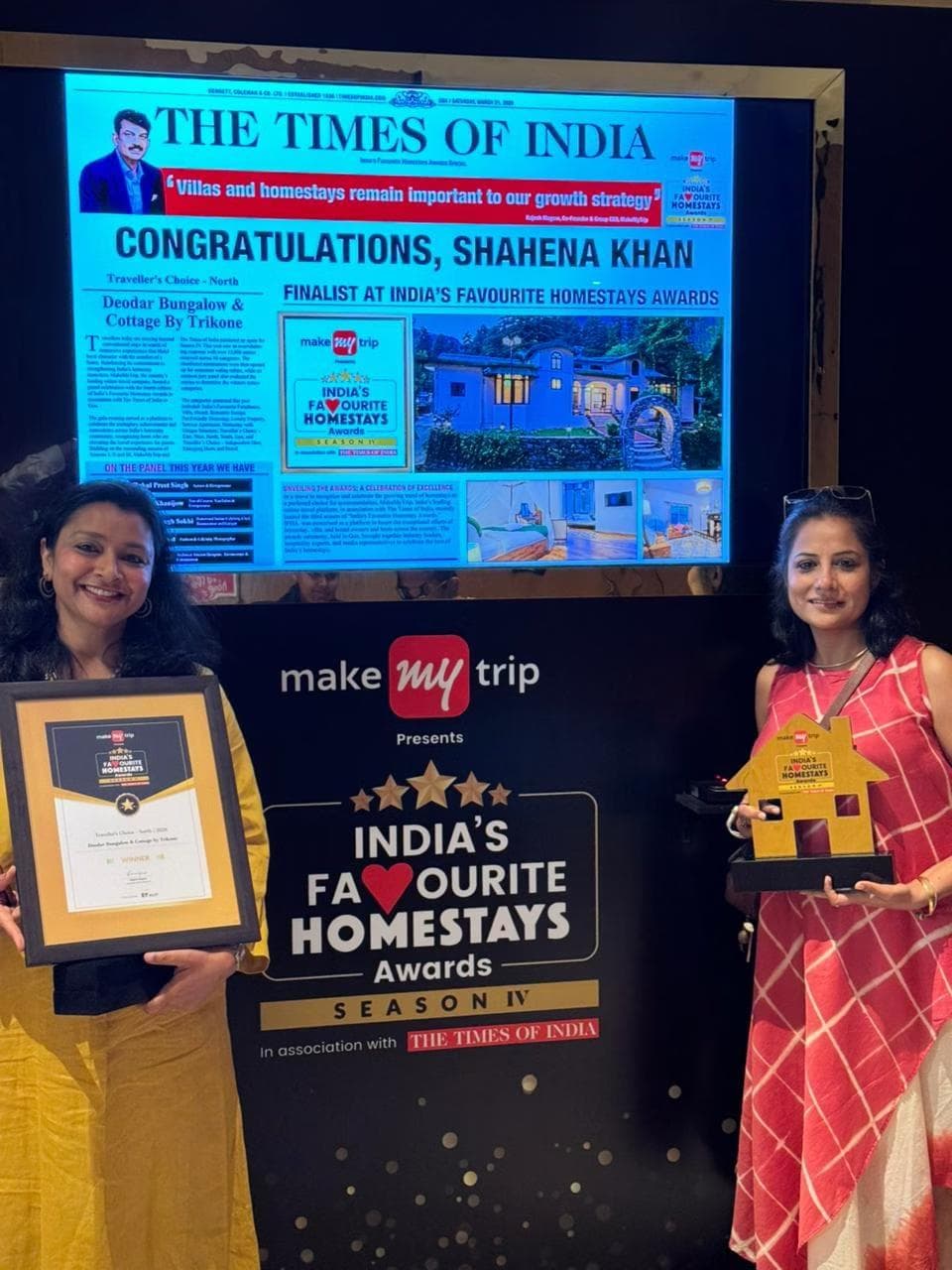 MakeMyTrip India's Favourite Homestays Award